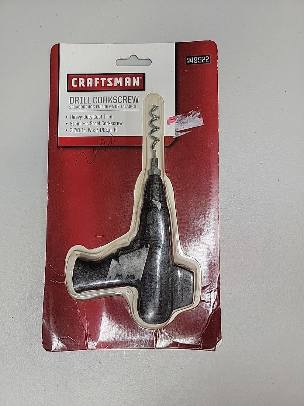 Craftsman Cast Iron Hand Drill Corkscrew Wine Bottle Opener ~ 9-49922 ~ Sealed